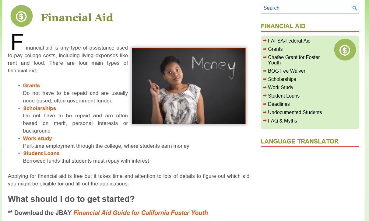 college path Screenshot from Webpage of